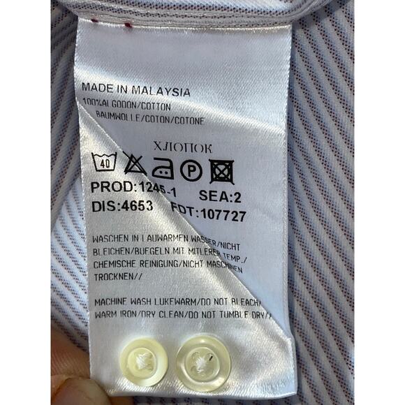 Mens BOSS Hugo Boss White Striped Long Sleeve Button‎ Down Dress Shirt 16 32/33 - Picture 9 of 9